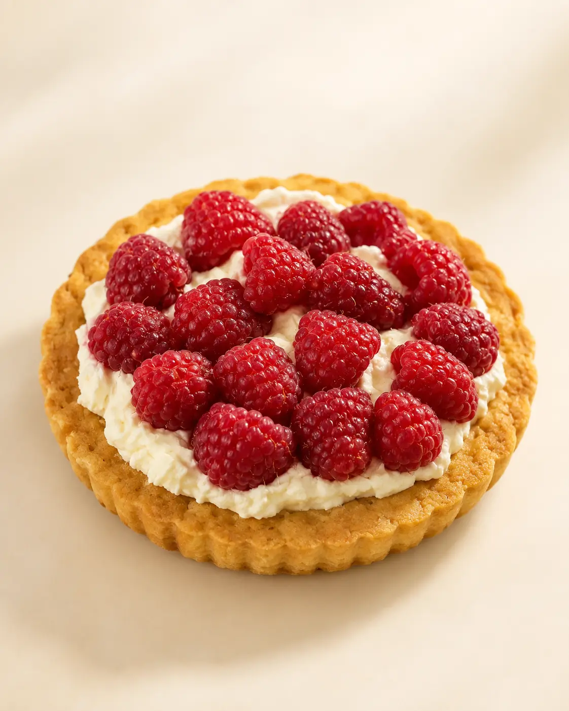 Close-up of a raspberry and cream tart