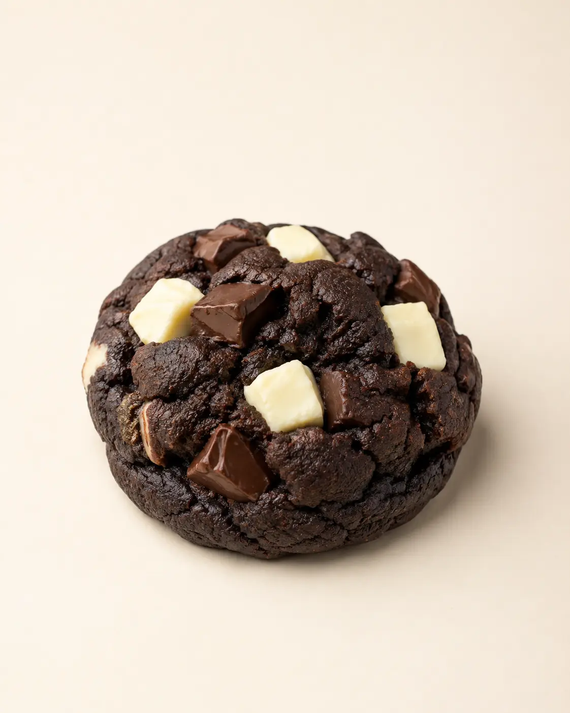Close-up of a rich triple chocolate cookie